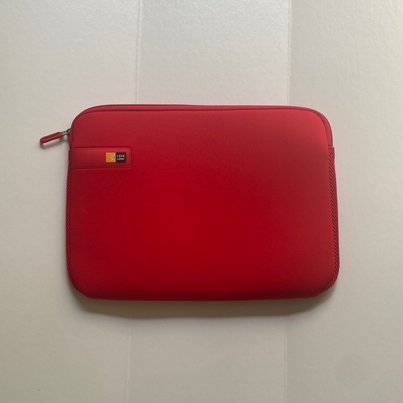 NWOT CASE LOGIC 14” tomato red neoprene laptop zipper pouch - perfect never used - Picture 3 of 12